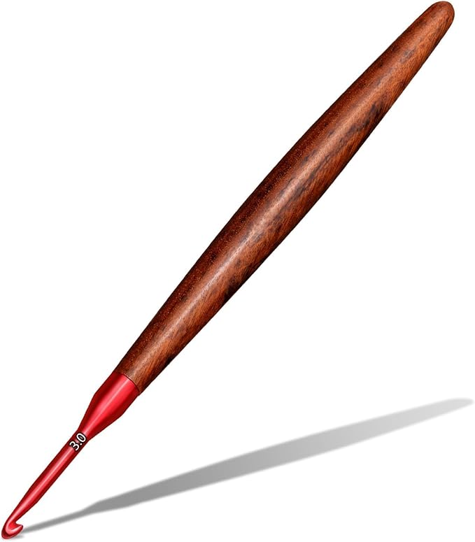 Giwrmu Crochet Hooks, 3mm Ergonomic Crochet Hook, Available in 3mm-7mm, Colored Aluminum Crochet Hook with Wooden Handle Crochet Needle for Crocheting Yarn