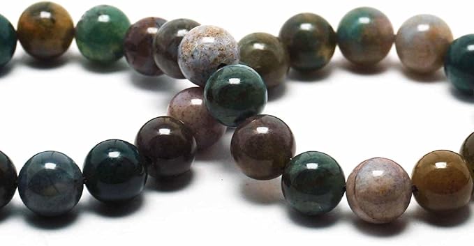 Natural Stone Beads Gemstone Beads for Jewelry Making - Crystal Beads for Bracelets, 8mm Beads Round Loose Beads(44-47pcs, 8mm, Colorful Indian Agate)