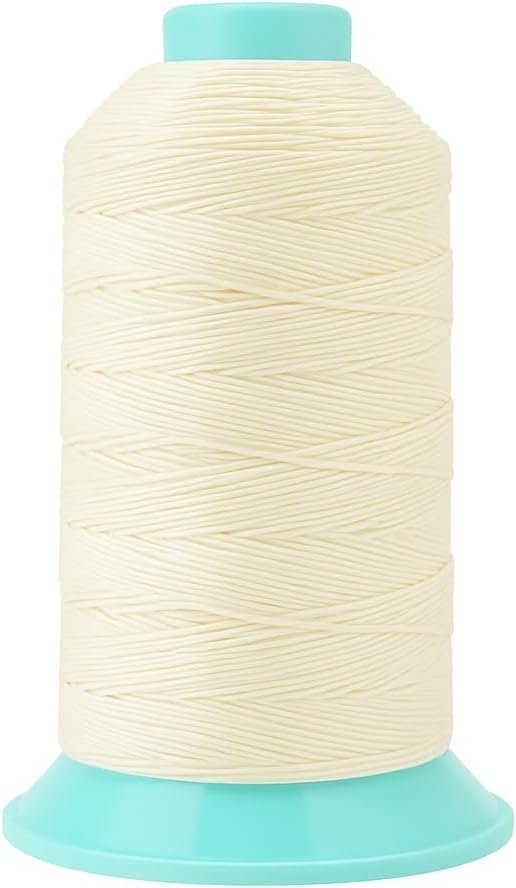 Mandala Crafts Size 138 420D T135 Bonded Nylon Thread - Ivory 1250 YDs Tex 135 Heavy Duty Sewing Threads for Leather, Jeans, Weaving, Outdoor Marine Upholstery