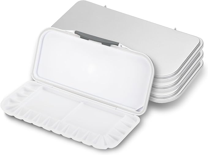 Mr. Pen Airtight Watercolor Palettes - 4 Pack, 18 Wells and 2 Mixing Areas, Folding Paint Tray with Lid