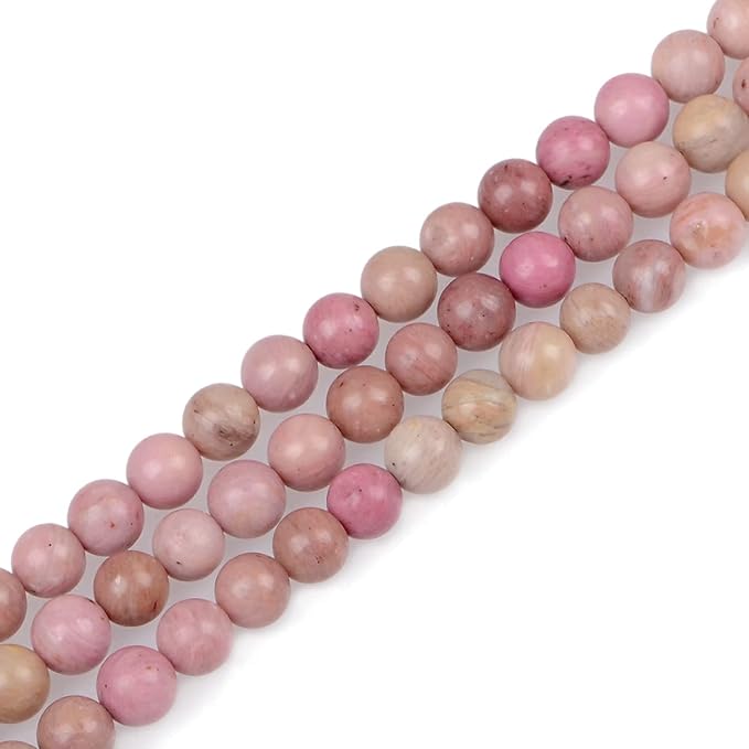 bymitel 140pcs natural crystal beads stone gemstone round energy healing loose beads with stretch cord for jewelry making bracelets anklets (rhodochrosite, 8mm 140pcs)