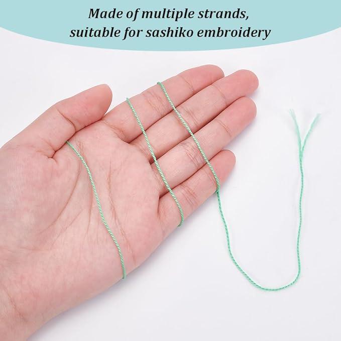 FREEBLOSS 4 Pcs Sashiko Thread Sashiko Skein 100 M*4 Colors(Green) Cotton Embroidery Thread Japanese Quilting & Embroidery Sashiko Kit Supplies Sewing Thread