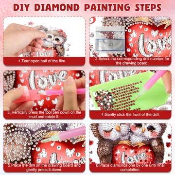 DOMROM Owl Diamond Art Hanging Kits for Adults Beginners, Special Shaped Crystal Diamond Painting Owl Pendant, DIY Diamond Art Suncatchers Animal for Home Garden Wall Decor Gift