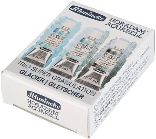 Schmincke Horadam® Aquarell, Super Granulation Trio Glacier, 5 ml Tubes, 74 616 097, Cardboard Set, Very Strong Granulating Watercolors