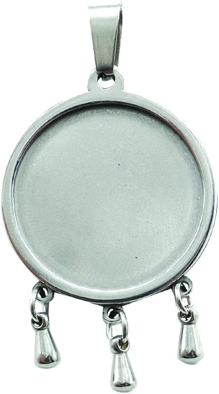 SHUNAE 10pcs stainess Steel cabochon Base Setting 20mm 25mm 30mm Round Cameo Pendant Trays DIY Jewelry Blank Bezel for Necklace Making (20mm Pattern B)