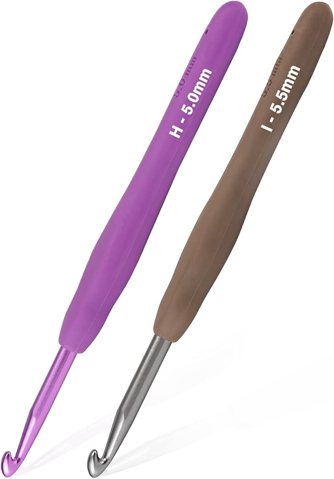 YOJOB 2Pack Size H / 5mm, I / 5.5mm Crochet Hooks, Super Smooth & Ergonomic for Beginner and Advanced (5.0mm,5.5mm)