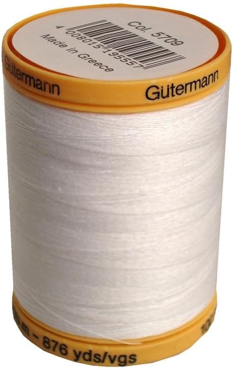 Gutermann 25049 Natural Cotton Thread Solids 876 Yards-White
