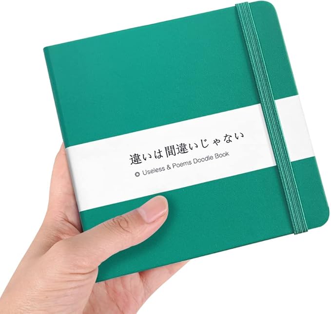 Mifuner Small Square 5x5 80gsm Mini Notebooks Blank Pages Sketchbooks Travel Journal Pocket Hardcover Paint Writing Notebook Blank Diary Memo Planner Sketchbook PU Leather Cover, Dark Green