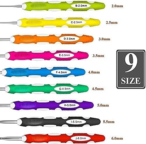 9 Pieces Crochet Hooks Ergonomic Crochet Hooks Set Needles for Arthritic Hands with a Case