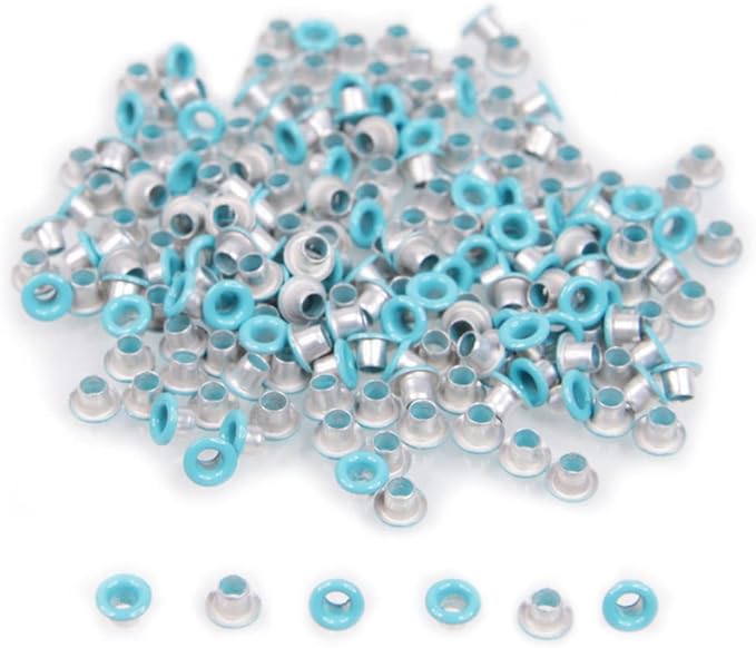 FoRapid 3mm/1/8 Aluminum Quicklet Eyelets-Scrapbooking/Birthday Wedding Baby Greeting Holiday Card/Paper Craft/Luggage Cruise Tag/DIY Album/Clothing etc-200 PCS (Teal)