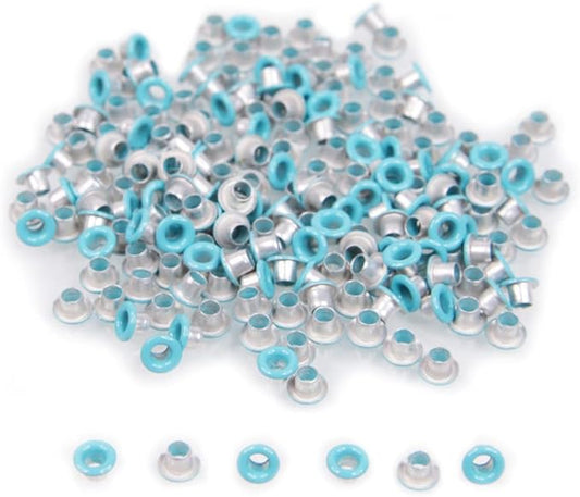 FoRapid 3mm/1/8 Aluminum Quicklet Eyelets-Scrapbooking/Birthday Wedding Baby Greeting Holiday Card/Paper Craft/Luggage Cruise Tag/DIY Album/Clothing etc-200 PCS (Teal)