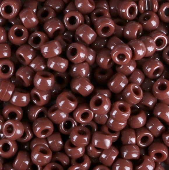 1000Pcs 9mm Brown Plastic Pony Beads for Friendship Bracelets, Hair Beads, Crafts