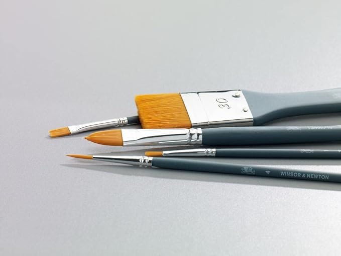 Winsor & Newton Foundation Watercolour Brush Set, Short Handle, Round & Flat, 6 Pack