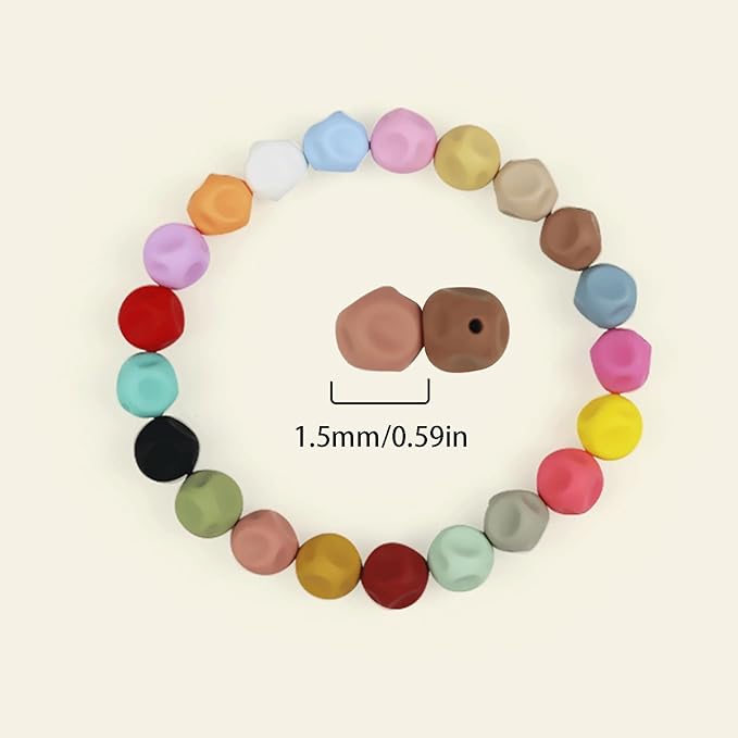 40PCS Irregular Round Silicone Beads Colorful Silicone Beads Bulk Spacer Beads Colorful Focal Beads for DIY Craft Garland Keychain Lanyard Necklace Bracelet Jewelry Making Accessories Handmade Crafts