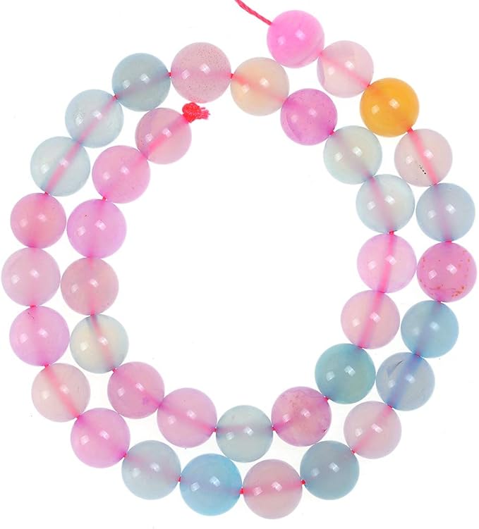 10mm Natural Morgan Agate Gemstone Round Loose Beads Crystal Stone Bracelet Necklace Accessories Crafts for Jewelry Making DIY,1 Strand 15"