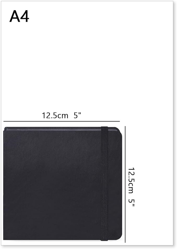 80 Sheets Black Paper Sketchbook,5" x 5" Small Hardcover Mixed Media Sketch Pad,110 GSM Acid Free Artist Drawing Paper,Travel Journal Blank Notebook for Adults Sketching,Illustration,Art Supplies