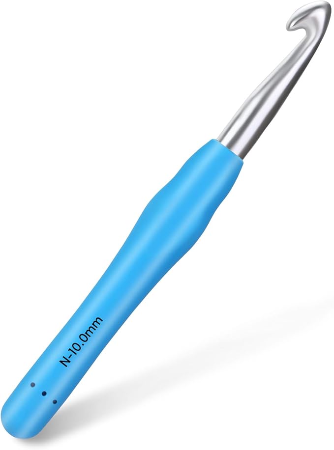 Crochet Hook, 10.0 mm Ergonomic Crochet Hook, Crochet Needles, Ergonomic Handle, Knitting Needles with Soft Handle Beginners and Experienced Crochet Hobbyists (10.0 mm)