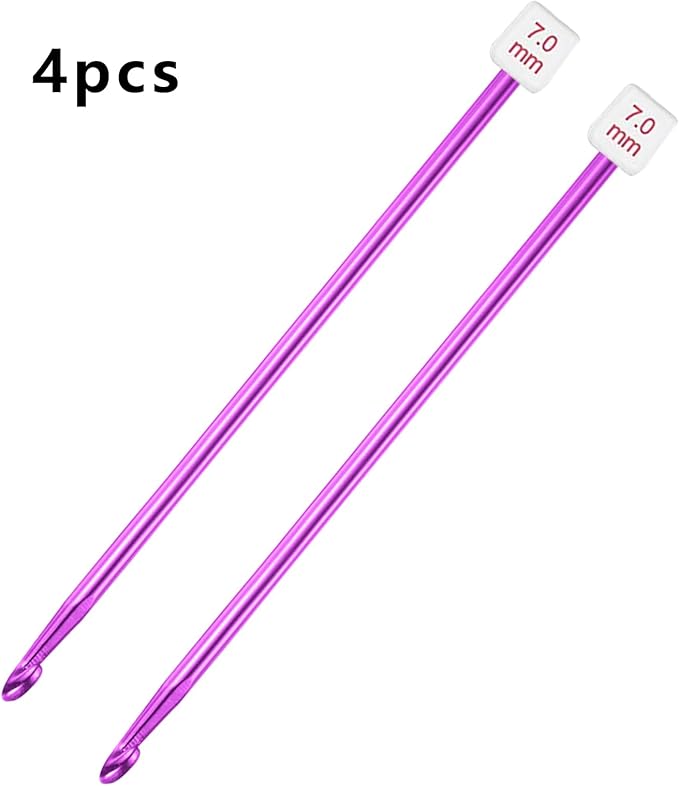 HEALEAYAR 7mm Tunisian Crochet Hooks Bulk, 27cm Extra Long Crochet Needles Aluminum Afghan Knitting Needles Tools for Beginners and Skills Class, Pack of 4