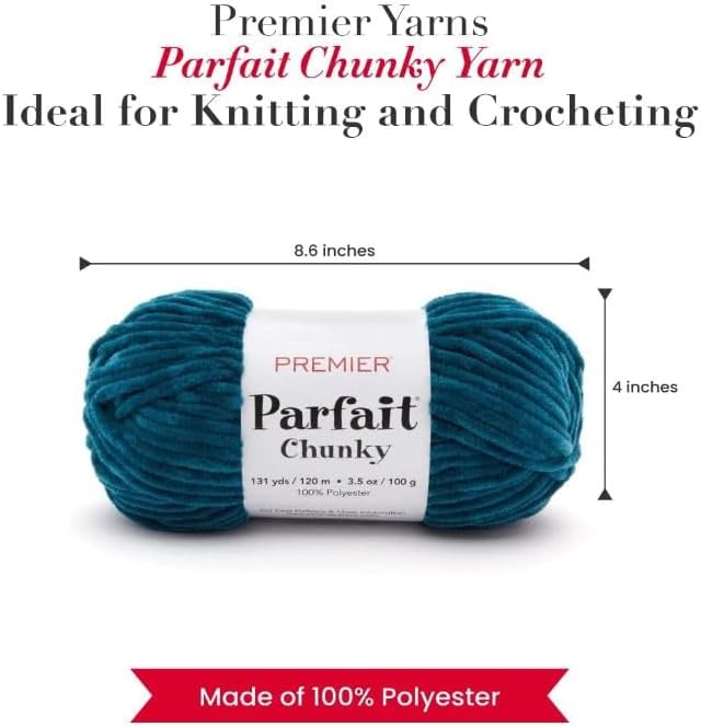 Premier Yarns Parfait Chunky Chenille Yarn 3.5 Oz 6 Super Bulky Weight 3 Pack Bundle with Bella's Stitch Place Holders (Peacock)