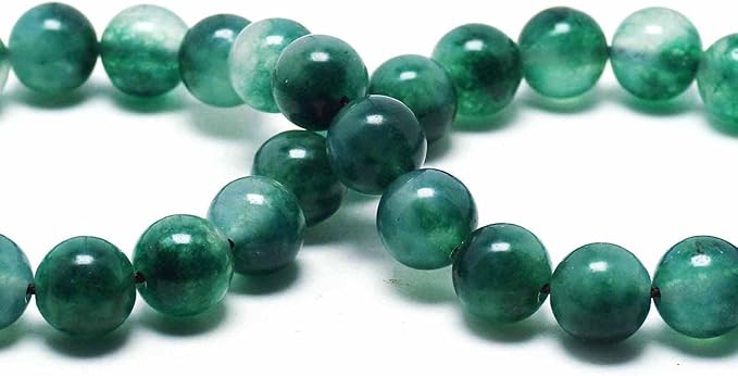 6mm Natural Stone Beads for Jewelry Making - Gemstone Round Loose Beads for Bracelets(58-62pcs, Moss Jade)