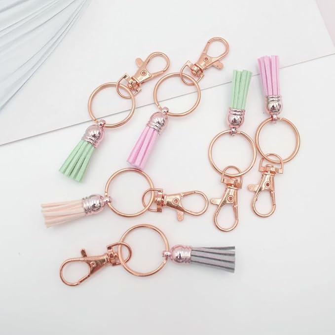 60 Pcs Premium Swivel Lanyard Snap Hook with Key Rings, Metal Lobster Clasp Keychain Hooks for Lanyard Crafting（Rose Gold）