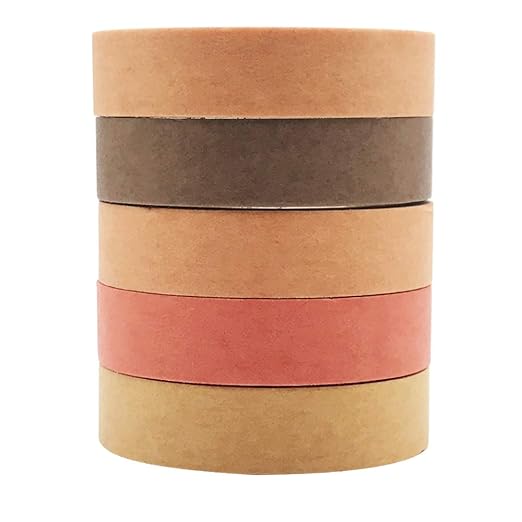EnYan Solid Color Washi Tapes Set, 5 Rolls Basic Collection Decoration 10mm Wide Japanese Masking Decorative Tapes for Bullet Journal Planners DIY Crafts Arts Scrapbooking Adhesive