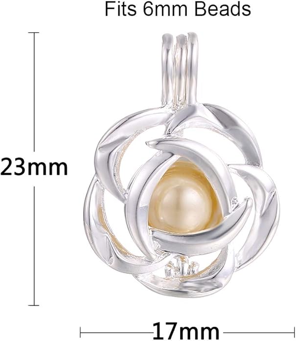 10pcs Silver Pearl Cage Locket Pendants, Essential Oil Diffuser DIY Necklace Bracelet Jewelry Making Craft, Bulk Beads Aromatherapy Diffuser Charms Gifts for Women Girls