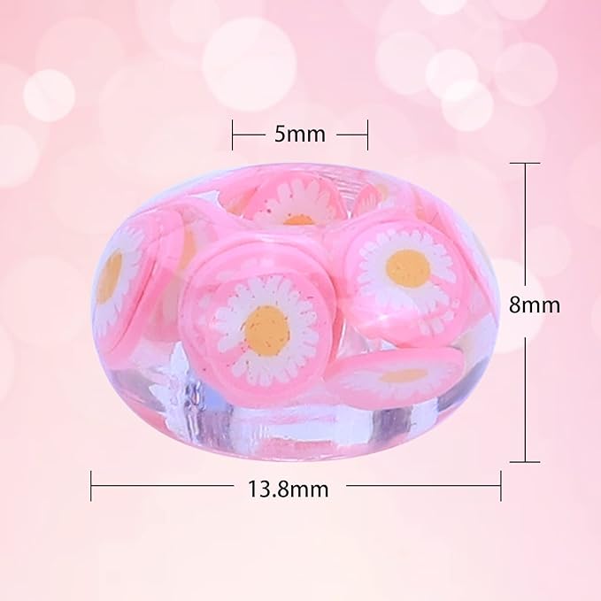 AIPRIDY Girls' Lucky Beads Lover Amber Beads, Big Hole Spacer Beads European Craft Beads for DIY Charms Bracelet Jewelry Making (Rose red)