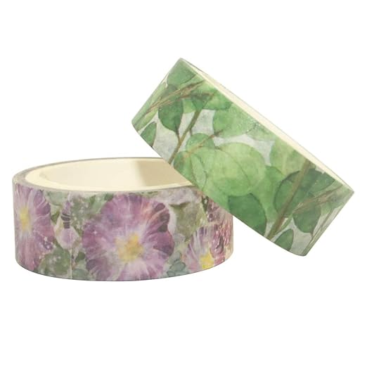 YUBBAEX 10 Rolls Spring Flowers Washi Tape Set Masking Decorative Tapes (Cold Tone)