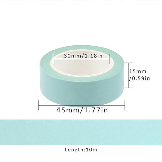 NatSumeBasics 3 Mint Green Washi Tapes Plain Decorative Masking Tape 32 Feet Self-Adhesive Tapes for Packaging Decor Journals Scrapbooks Planners (Mint Green)
