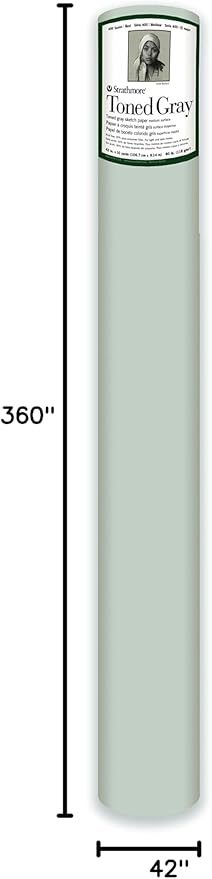 Strathmore 400 Series Sketch Paper Roll, Toned Gray, 42 inch x 10 yards - Bulk Paper Supplies for Drawing, Illustration, Art Class Students