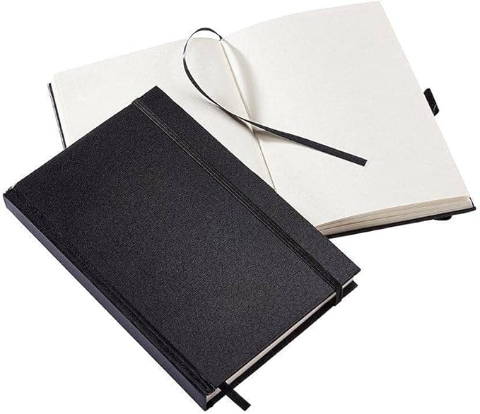 KINGART Black Hardcover 5.5" x 8.5" Sketchbook JOURNALS, 2-Pack, Perfect Bound, 70 Pound (110 GSM), 160 Pages / 80 Sheets Each