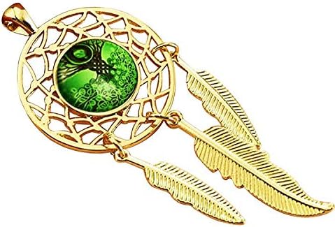 Allazone Seasonsky Dreamcatcher Set - 56 PCS Pendant Trays, Glass Cabochons, Black Rope Chain and Keychain for Photo Jewelry Making
