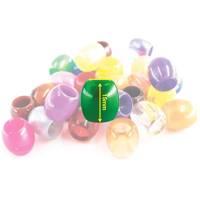 Beauty Town 126-Pcs Jumbo Beads Jewelry Making Kit for Hair Braiding DIY Bracelets and Crafts (15x9mm Drum Shape) (Pearl Green)
