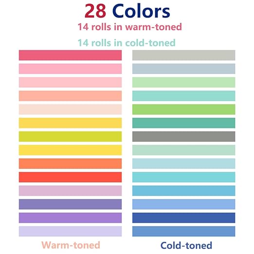 YUKUNTANG 28 Rolls Washi Masking Tape Set, 15mm 306 Yards Colorful Rainbow Pastel Decorative Colored Writable Washi Craft Tape Set for DIY Crafts Scrapbook Designs