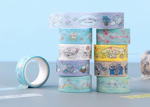 Cute Masking Tape, Washi Tape Set, 8 Pack, 0.6 Inch Wide (SkyBlue)
