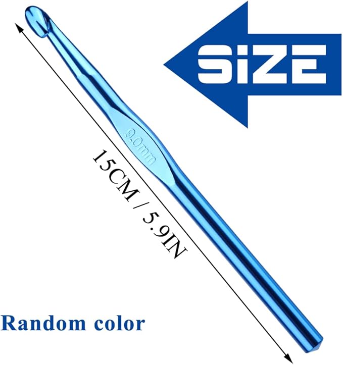 9mm Aluminum Crochet Hook, Smooth Crochet Needles, Knitting Needles for Yarn Craft, Great Handmade DIY Present for Friends, Random Color