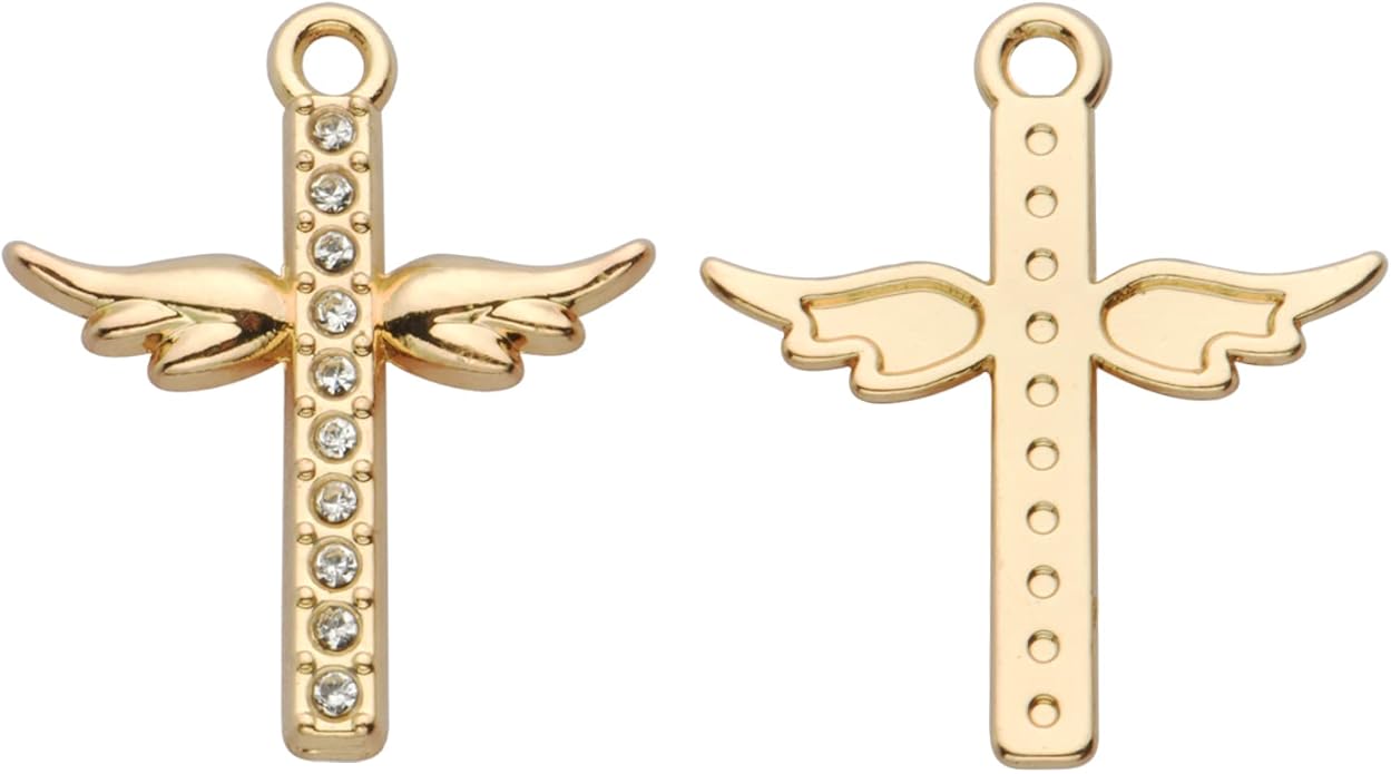 Pack of 20 Rhinestone Charms Gold Plated Pendants Pave Crystal Accessories for Necklace Bracelet Jewelry Making DIY Crafting