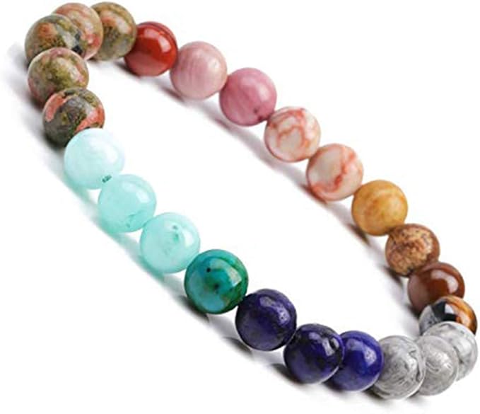 Natural Stone Beads 100pcs Round Genuine Real Stone Beading Loose Gemstones Hole Size 1mm DIY Smooth Bead for Bracelet Necklace Earrings Jewelry Making(Natural Stone Beads Multicolor, 8mm)