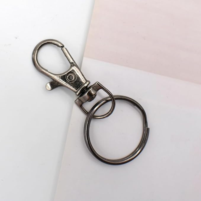60 Pcs Premium Dark Grey Swivel Clasps Lanyard Snap Hooks with Key Rings, Key Chain Clip Hooks Lobster Claw Clasps for Keychain Clip Lanyard, Jewelry Making, DIY Crafts