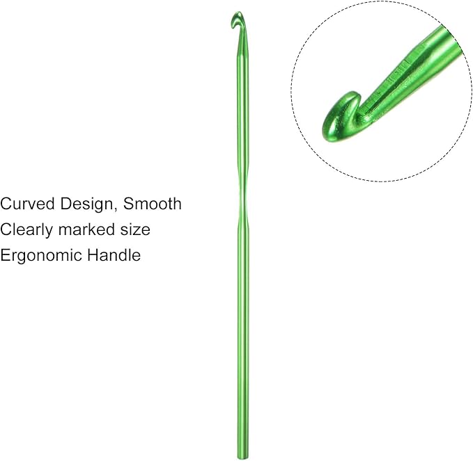 uxcell 20Pcs Aluminum Crochet Hook 4.0mm US Size G (Size 6) Knitting Needles for DIY Craft Yarn Green