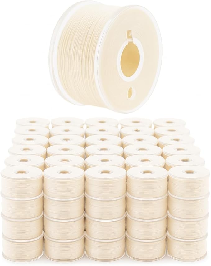 Mandala Crafts 144 Ivory SA156 Prewound Bobbins for Singer Sewing Machine -15J SA156 Prefilled Bobbin Thread for Brother Sewing Machine and Embroidery