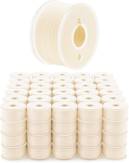 Mandala Crafts 144 Ivory SA156 Prewound Bobbins for Singer Sewing Machine -15J SA156 Prefilled Bobbin Thread for Brother Sewing Machine and Embroidery