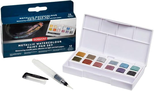 Derwent Metallic Watercolor Paint Pan Set (2306246)