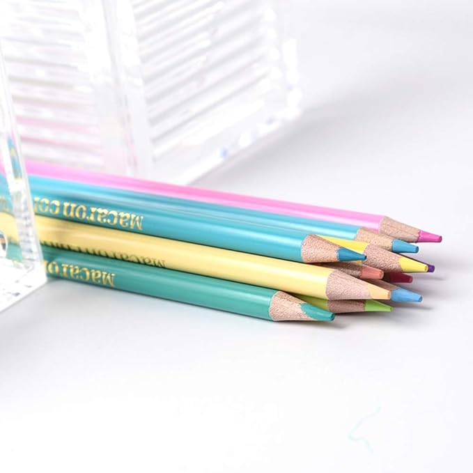 qianshan 12 Macaron Colors watercolor pencils - Water Soluble Pre-sharpened Wooden Colored Pencil Set for Adults Coloring Books Drawing Sketching Art Supplies, No Duplicates