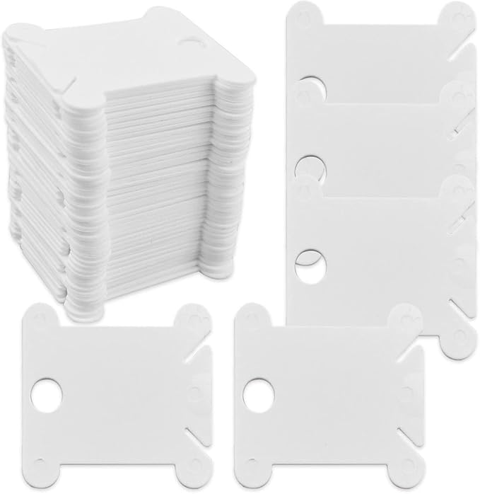 120 Pieces Plastic Floss Bobbins for Cross Stitch Embroidery Cotton Thread Embroidery Floss Cross Stitch Threads Craft DIY Sewing Storage Winding Thread Organizer Holder Embroidery DIY Cards (White)