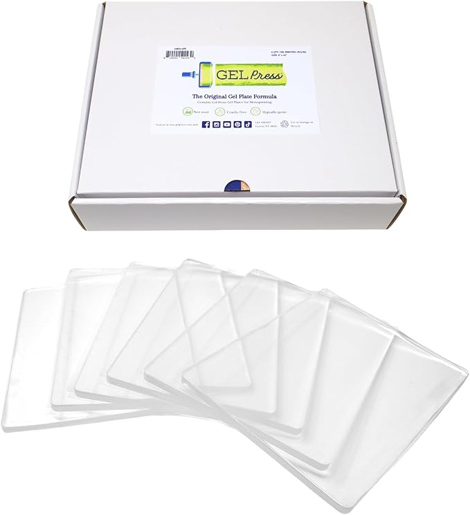 gel press monoprinting print plates – 8” x 10” gel plate class pack value pack - printmaking supplies - reusable gel printing plates for press art for card making, scrapbooking, arts and crafts 6-pack
