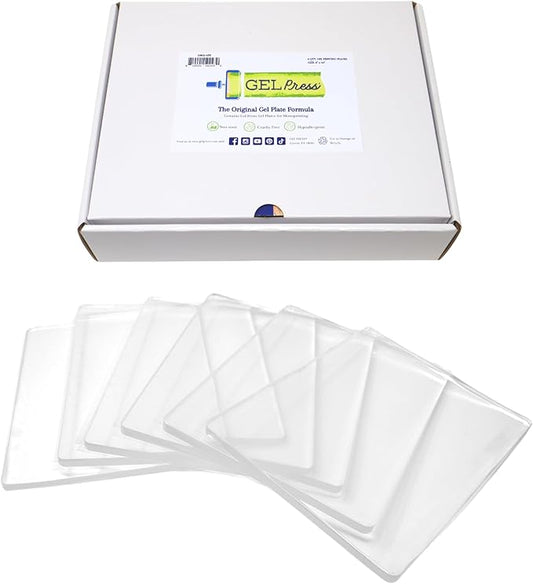 gel press monoprinting print plates – 8” x 10” gel plate class pack value pack - printmaking supplies - reusable gel printing plates for press art for card making, scrapbooking, arts and crafts 6-pack