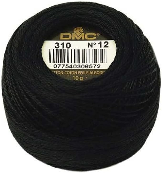DMC 116 12-310 Pearl Cotton Thread Balls, Black, Size 12