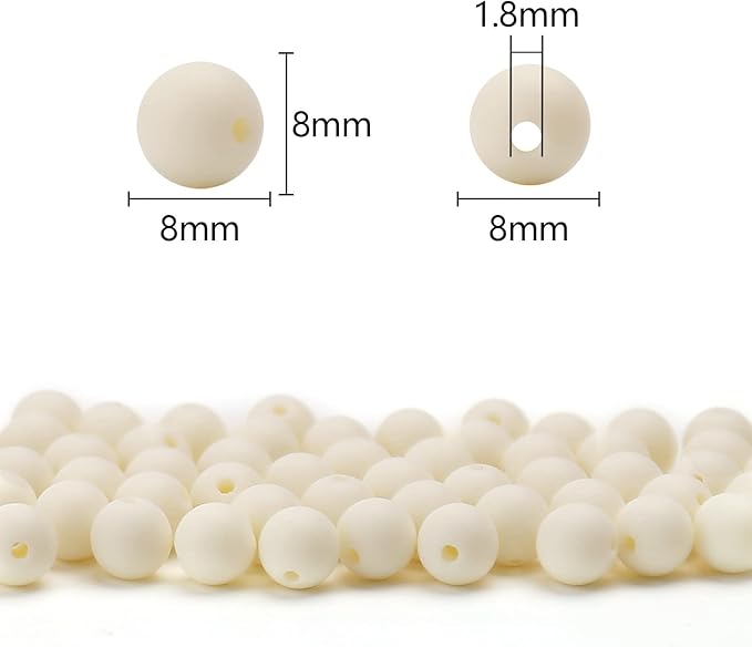 bonny boxx 500pcs 8mm matte beige acrylic round beads, frosted plastic resin bubblegum balls chunky gumball beads for necklace and bracelet making, crafting supplies